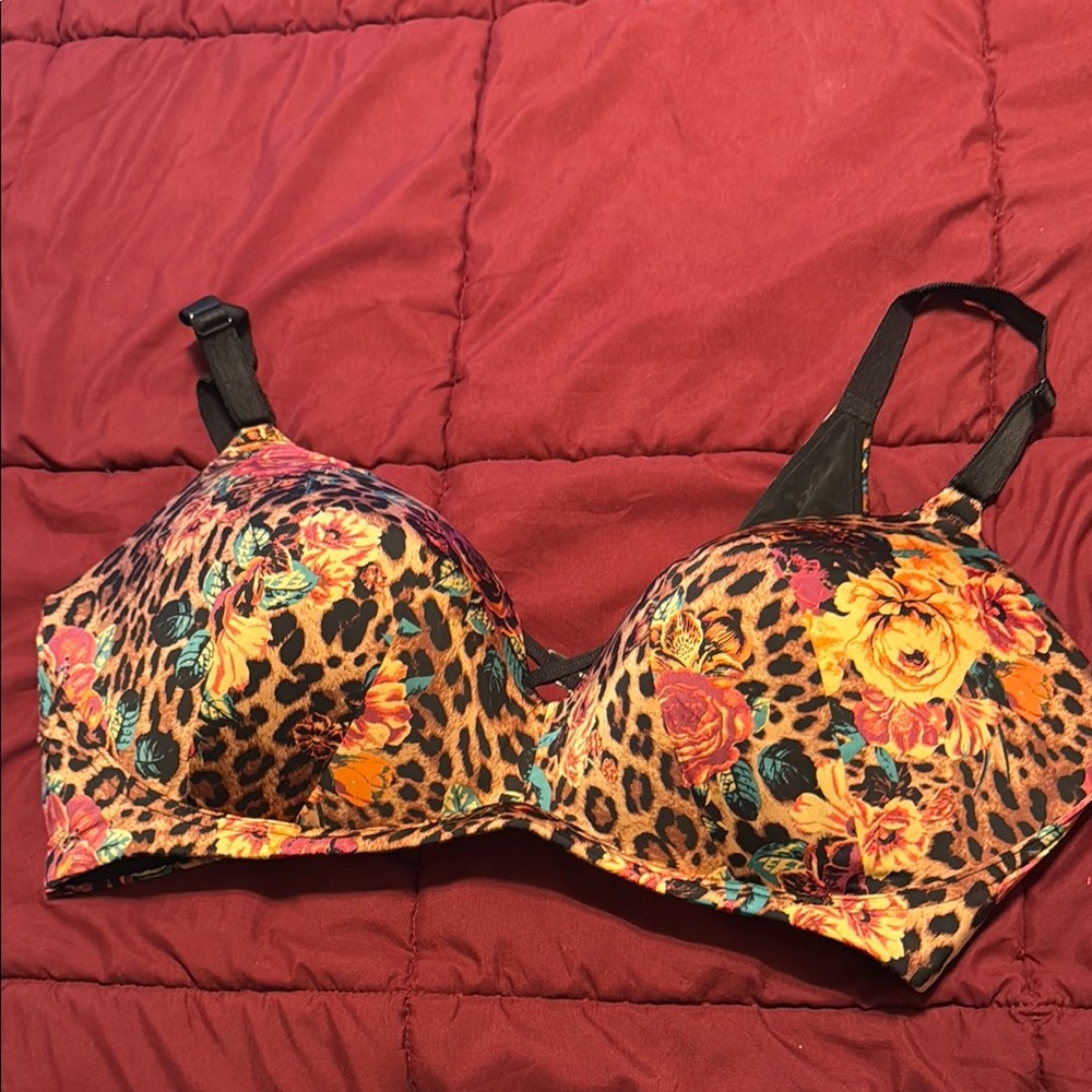Floral Leopard Print Bra